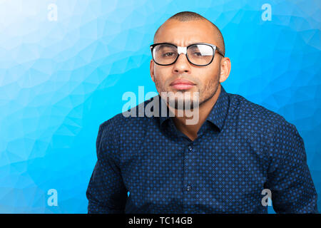 Nerdy man with a funny face Stock Photo