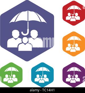 People protection icons vector hexahedron Stock Vector
