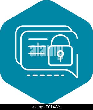 Locked chat icon, outline style Stock Vector