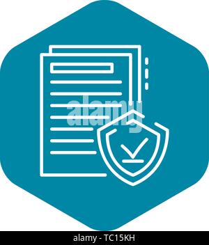 Secured doc paper icon, outline style Stock Vector