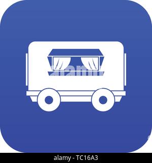 Food trailer icon digital blue Stock Vector