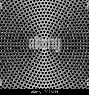 Vector illustration. Metal texture background. Concentric steel holes. Stock Vector