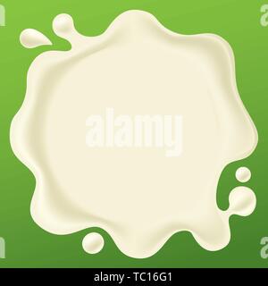 Vector illustration. Soft and plain milk drop isolated on green. Stock Vector