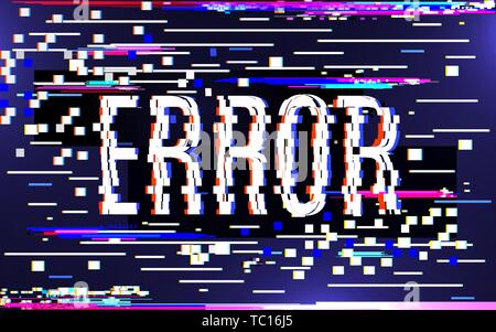 Glitch error concept. Colorful digital pixel noise. Television screen effect. Corrupted image on color background. Vector illustration Stock Vector
