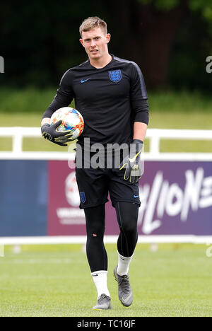 England Under 21 goalkeeper Dean Henderson during the training session at St George's Park, Burton. Stock Photo