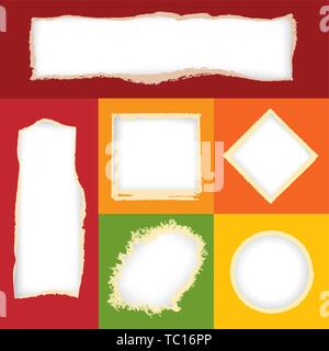 Vector illustration. Six paper holes images with copy space. Image masks. Stock Vector
