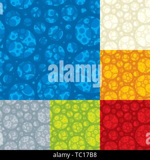 Vector illustration. Seamless foam texture in six different colors. Stock Vector