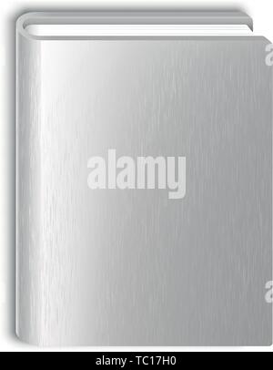 Vector illustration. Closed book with steel covers. Metallic gradient. Plain view. Stock Vector