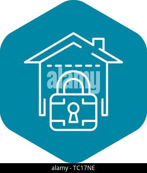Locked smart house icon, outline style Stock Vector