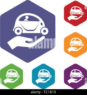 Car protection icons vector hexahedron Stock Vector