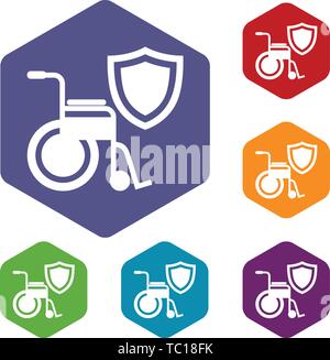 Disability protection icons vector hexahedron Stock Vector