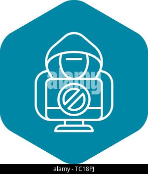 No hacker activity icon, outline style Stock Vector