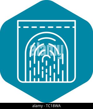Monitor fingerprint icon, outline style Stock Vector