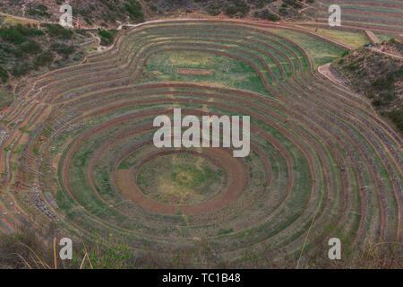 Circle terrace inca peru moray Stock Photo