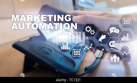 Marketing Automation Software Technology Process System Internet Business concept. Mixed media background Stock Photo
