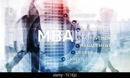 MBA - Master of business administration, e-learning, education and personal development concept. Stock Photo
