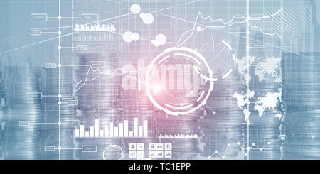 Display interface intelligence dashboard and charts. Financial key performance indicators. Stock Photo