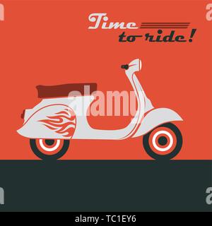 Retro scooter vector image. Vintage moped - a popular vehicle in the cities of Italy Stock Vector