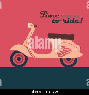 Retro scooter vector image. Vintage moped - a popular vehicle in the cities of Italy Stock Vector