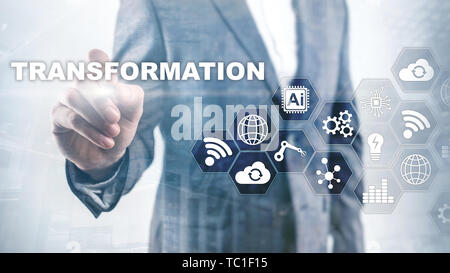 Business Transformation. Future and Innovation Internet and network concept. Abstract business background. Mixed Media Stock Photo