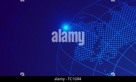 Digital Earth, dot-line links combine to form the Earth elements of luminescent earth technology background, technological effect Stock Photo