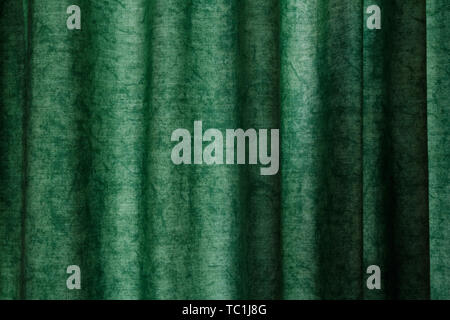 Patterned green fabric textile curtain Stock Photo