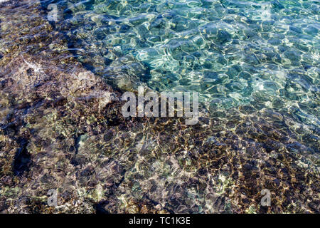 Transparent coral blue water texture Stock Photo
