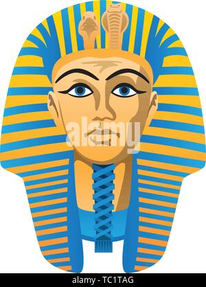 Egyptian Golden Pharaoh Burial Mask, Bold Colors, Isolated Vector Illustration Stock Vector