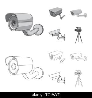 Vector illustration of camcorder and camera logo. Collection of camcorder and dashboard stock symbol for web. Stock Vector