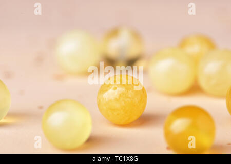 Beeswax amber beads Stock Photo