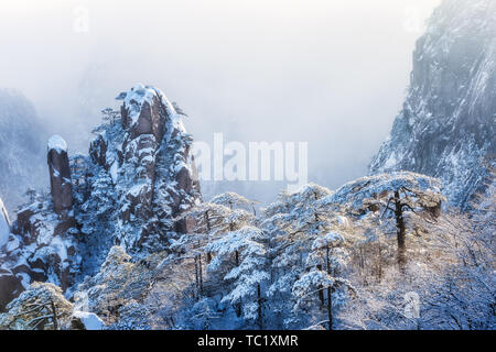 Beautiful scenery after snow in Huangshan, Anhui Stock Photo
