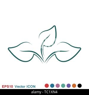 Leaf icon vector, isolated on background, leaves of trees and plants Stock Vector