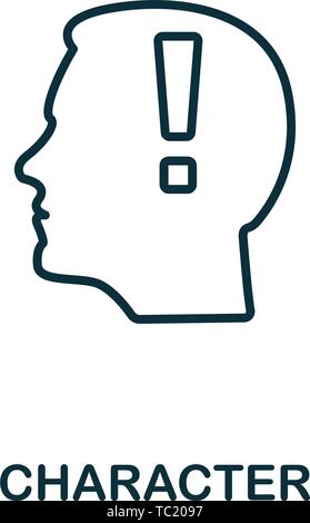 Character icon. Outline style thin design from influencer icons collection. Line Character icon for web design, apps, software, print usage Stock Vector
