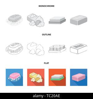 Vector design of soap and bathroom icon. Set of soap and packaging vector icon for stock. Stock Vector