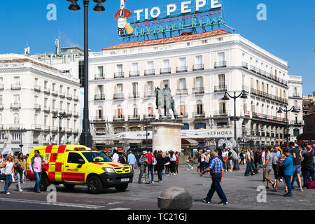 Madrid, Spain - may 19 2018: Crowd at puerta del sol square Stock Photo