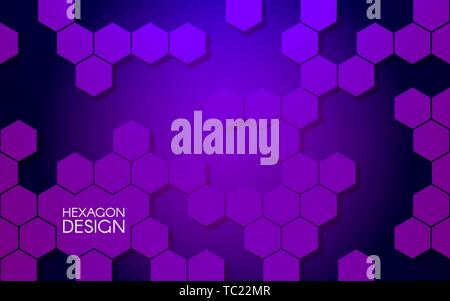 Abstract hexagon design. Modern concept for website. Violet background. Hexagonal structures and shapes. Vector illustration Stock Vector