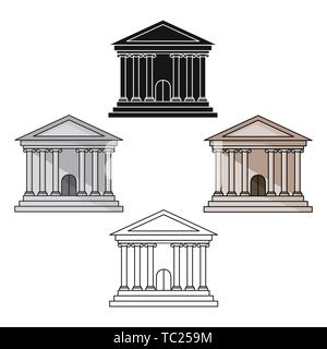 Bank icon in cartoon,black style isolated on white background. Money and finance symbol vector illustration. Stock Vector