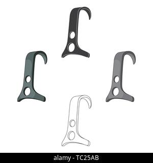 Climbing hook for the rope.Mountaineering single icon in cartoon,black style vector symbol stock illustration . Stock Vector