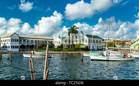 Yacht at Haulover Creek in Belize City Stock Photo