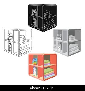 A rack in the bathroom for laundry and detergents. Furniture single icon in cartoon,black style Isometric vector symbol stock illustration . Stock Vector