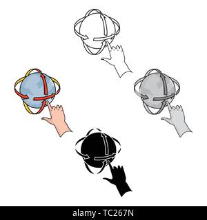 Rotation of globe in virtual reality icon in cartoon,black style isolated on white background. Virtual reality symbol vector illustration. Stock Vector