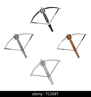 Crossbow icon cartoon,black. Single weapon icon from the big ammunitio, arms cartoon,black. Stock Vector