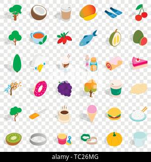 Tree icons set, isometric style Stock Vector