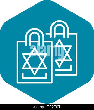 Jewish pack icon, outline style Stock Vector