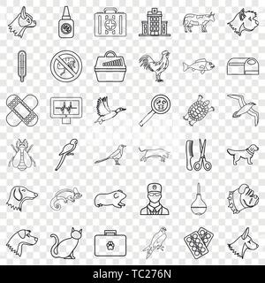Hospital icons set, outline style Stock Vector