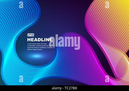 Colorful gradient glowing wave line abstract background Stock Photo