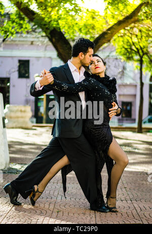Tango dancers performing at Plaza Serrano in San Telmo Stock Photo