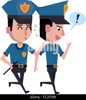 policemen working avatar cartoon character Stock Vector