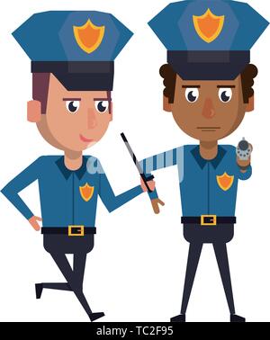 policemen working avatar cartoon character Stock Vector