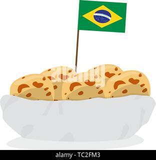 Cassava chips with a flag of Brazil. Traditional brazilian food - Vector Stock Vector